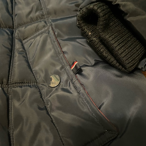 Tommy Hilfiger Navy Blue Faux Fur Hood Puffer Winter Jacket Coat XS Extra Small - Picture 5 of 11